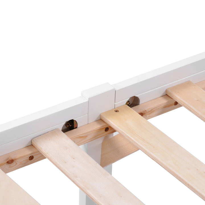 White wooden double bed frame with 2 drawers 190x135cm SCUTEL UK