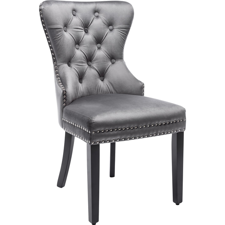 Set of 6 button tufted velvet grey dining chairs RESONANC
