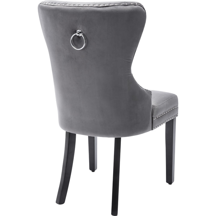 Set of 6 button tufted velvet grey dining chairs RESONANC