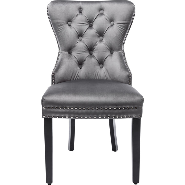 Set of 6 button tufted velvet grey dining chairs RESONANC