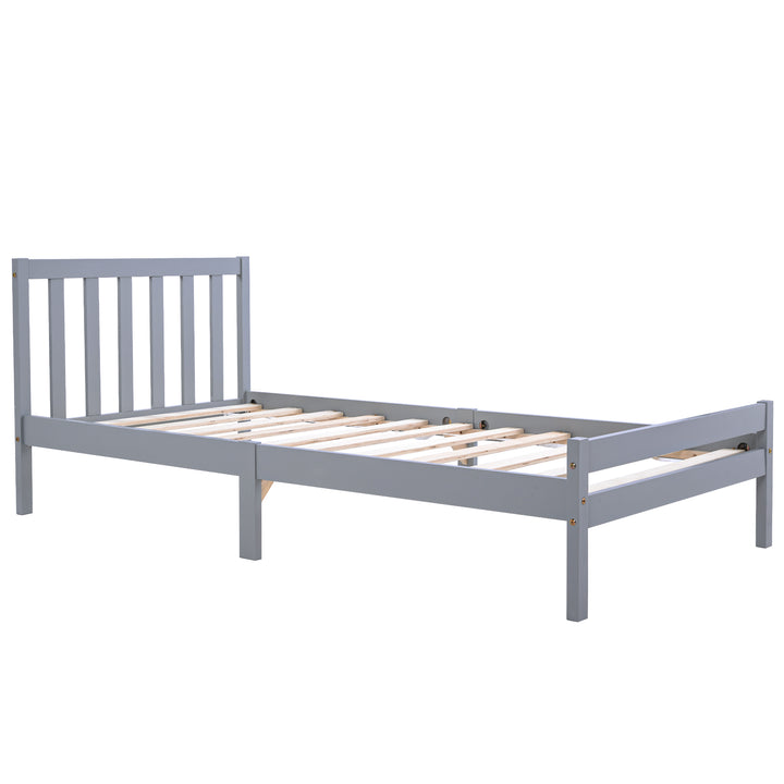 Wooden grey single bed frame with headboard 90*190cm TAIKRAL UK