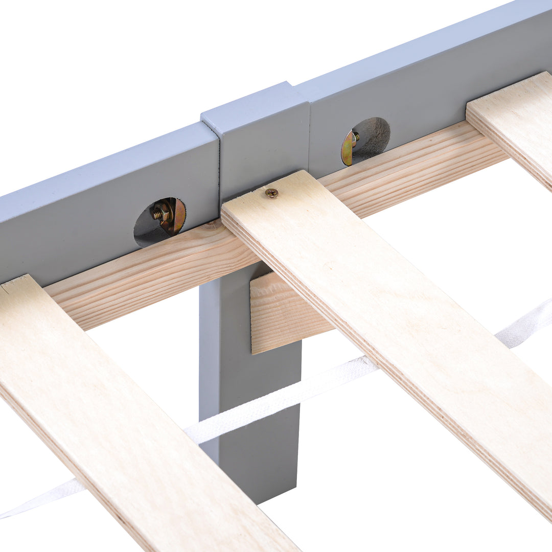 Wooden grey single bed frame with headboard 90*190cm TAIKRAL UK