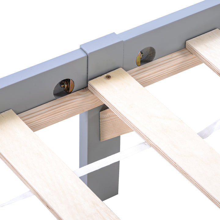 Wooden grey single bed frame with headboard 90*190cm TAIKRAL UK