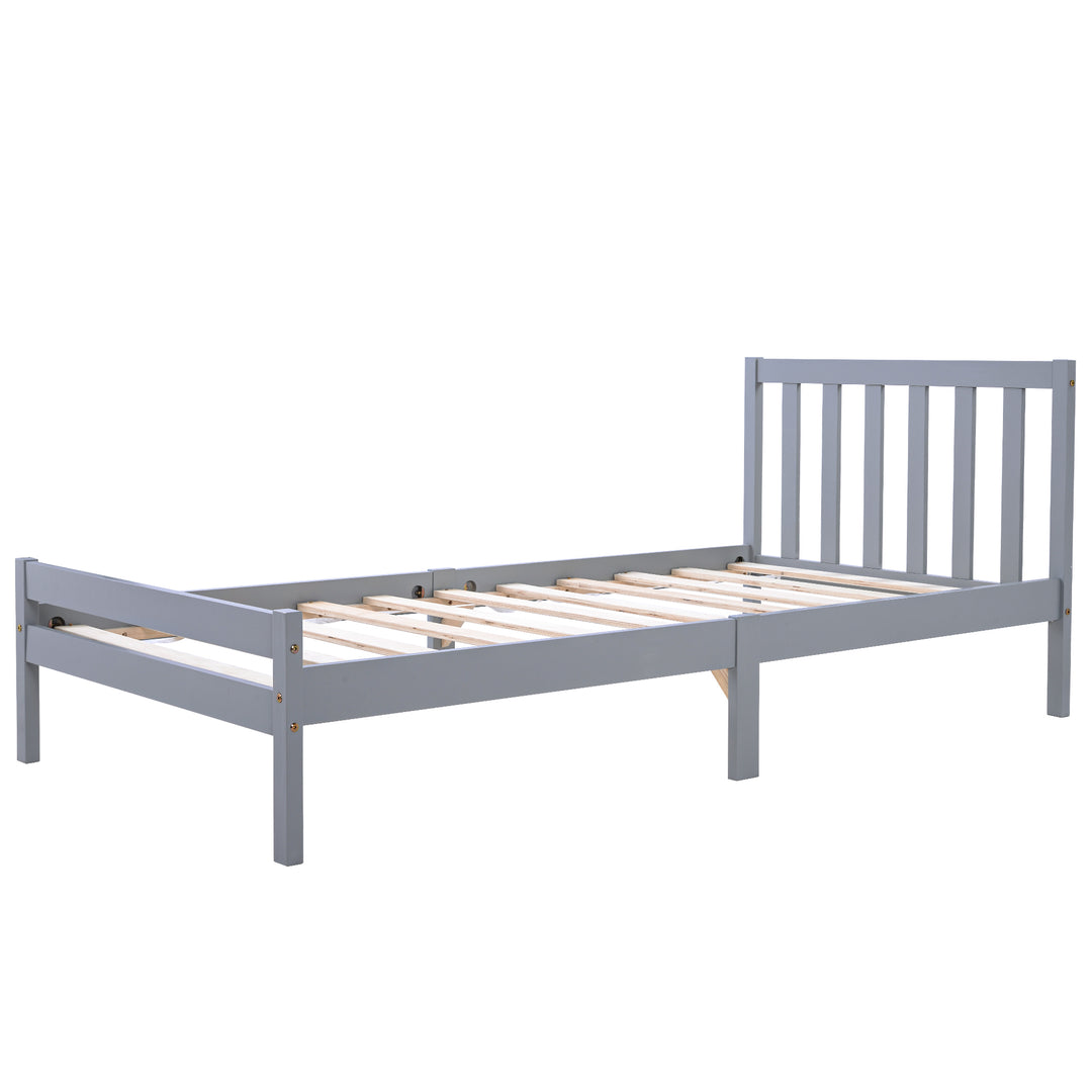 Wooden grey single bed frame with headboard 90*190cm TAIKRAL UK