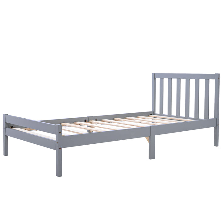 Wooden grey single bed frame with headboard 90*190cm TAIKRAL UK