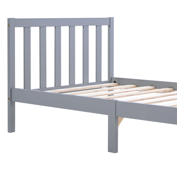 Wooden grey single bed frame with headboard 90*190cm TAIKRAL UK