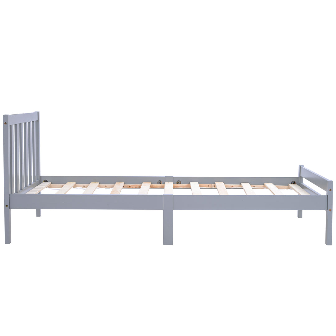 Wooden grey single bed frame with headboard 90*190cm TAIKRAL UK