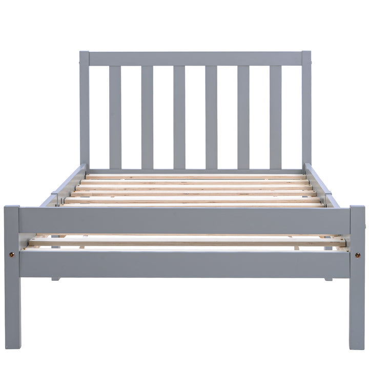 Wooden grey single bed frame with headboard 90*190cm TAIKRAL UK