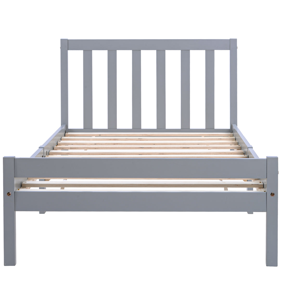 Wooden grey single bed frame with headboard 90*190cm TAIKRAL UK