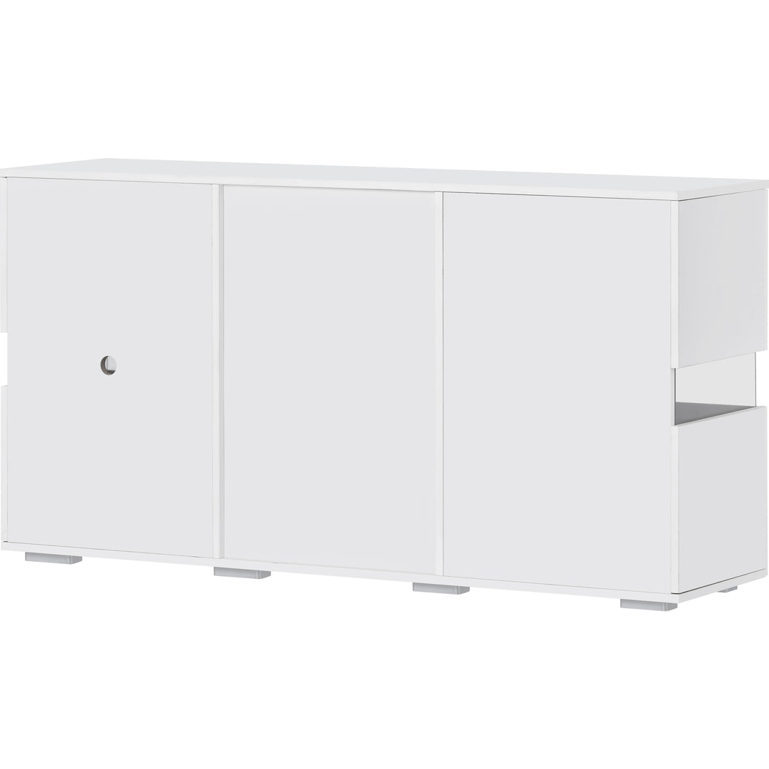 White sideboard 2 doors 4 drawers with LED lights 140*35cm COCOON UK