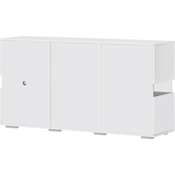 White sideboard 2 doors 4 drawers with LED lights 140*35cm COCOON UK