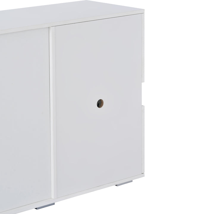 White sideboard 2 doors 4 drawers with LED lights 140*35cm COCOON UK