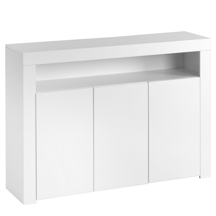 White high gloss sideboard 3 doors with LED lights 130x35x95cm REGOLITH UK