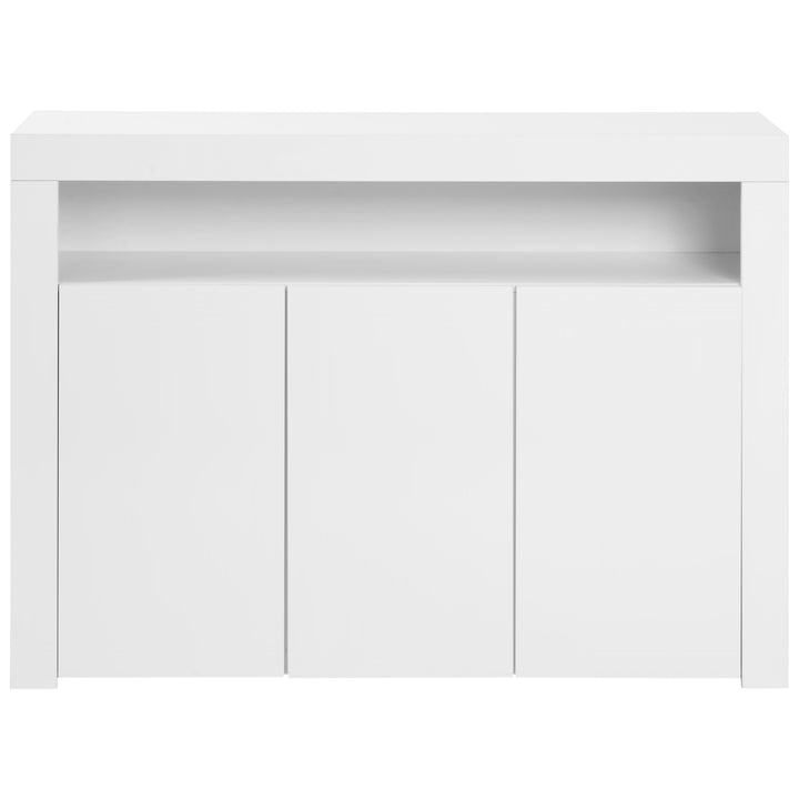 White high gloss sideboard 3 doors with LED lights 130x35x95cm REGOLITH UK