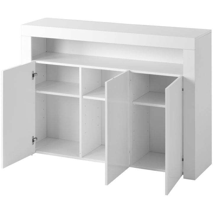 White high gloss sideboard 3 doors with LED lights 130x35x95cm REGOLITH UK