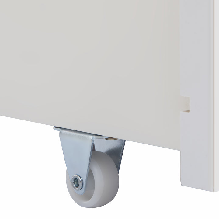 White wooden storage single bed with shelves and underbed drawer 90x190cm HEARTWOOD UK