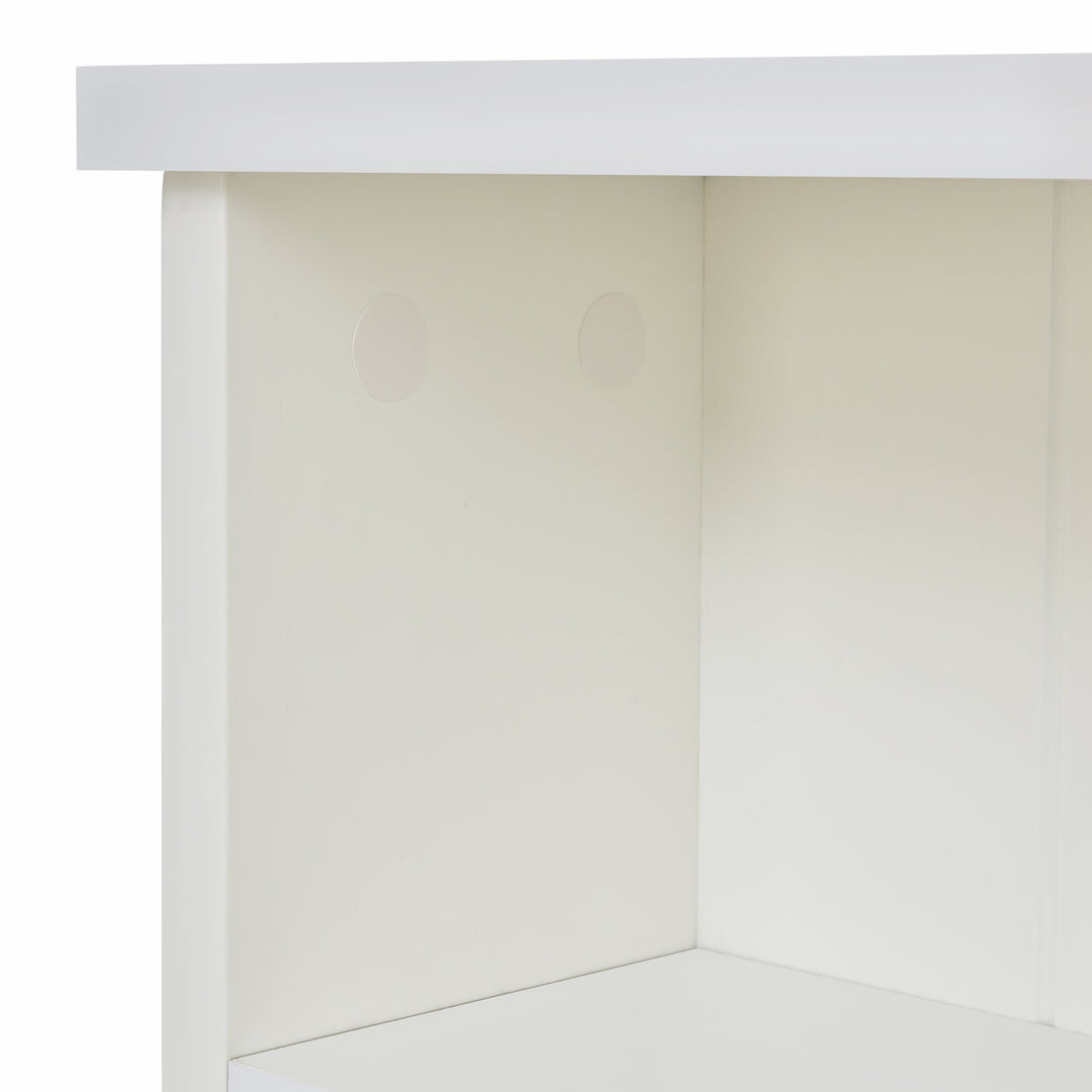 White wooden storage single bed with shelves and underbed drawer 90x190cm HEARTWOOD UK