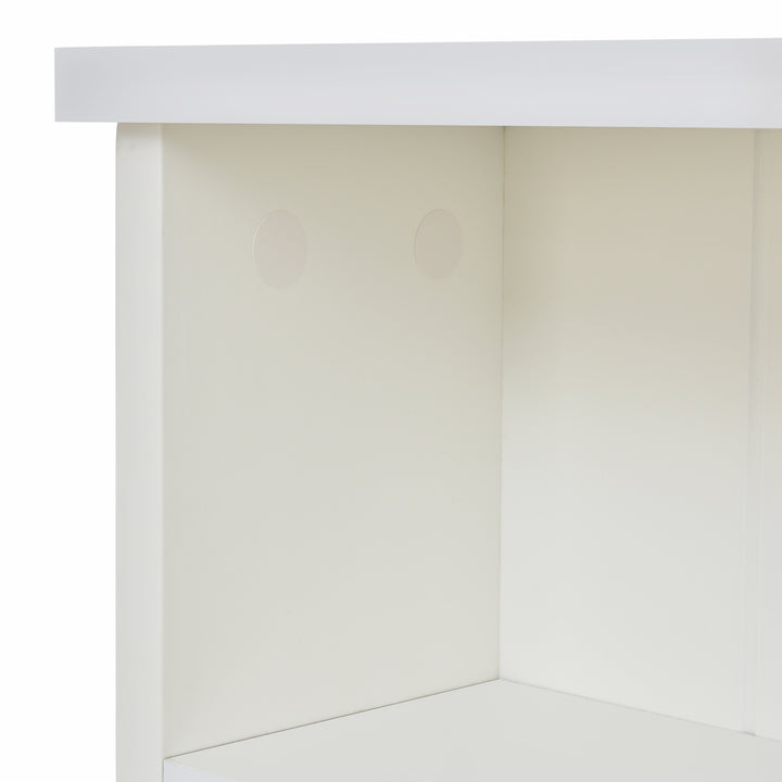 White wooden storage single bed with shelves and underbed drawer 90x190cm HEARTWOOD UK