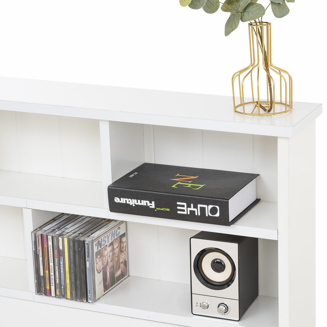 White wooden storage single bed with shelves and underbed drawer 90x190cm HEARTWOOD UK