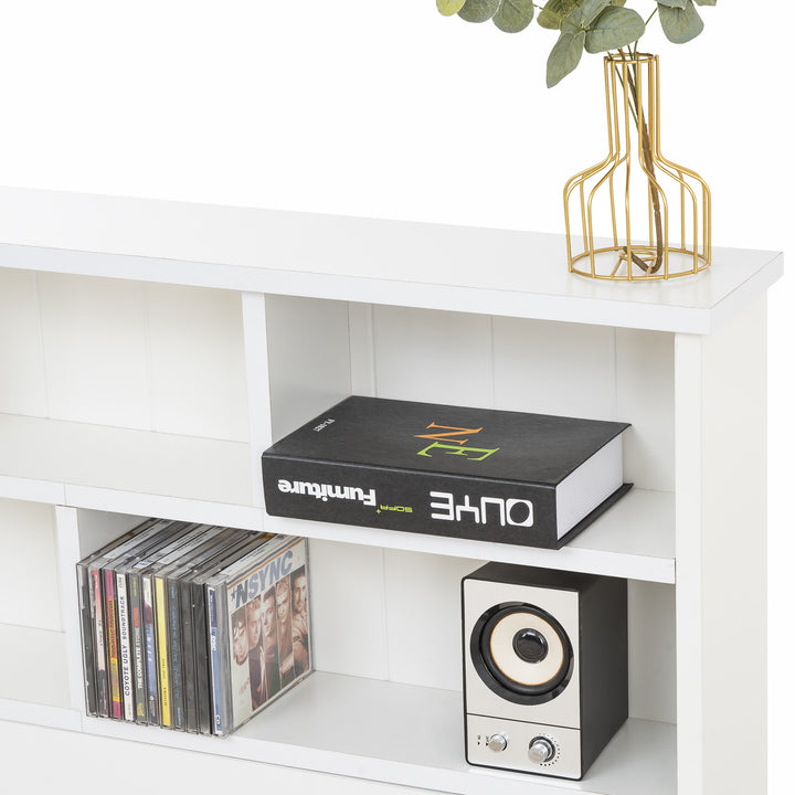 White wooden storage single bed with shelves and underbed drawer 90x190cm HEARTWOOD UK