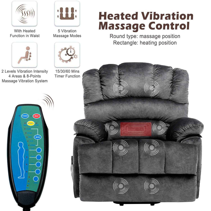 00+Electric Power Lift Recliner Chair with Massage & Heat, Grey Fabric, Modern Comfort for Living Room NOVAKAEL