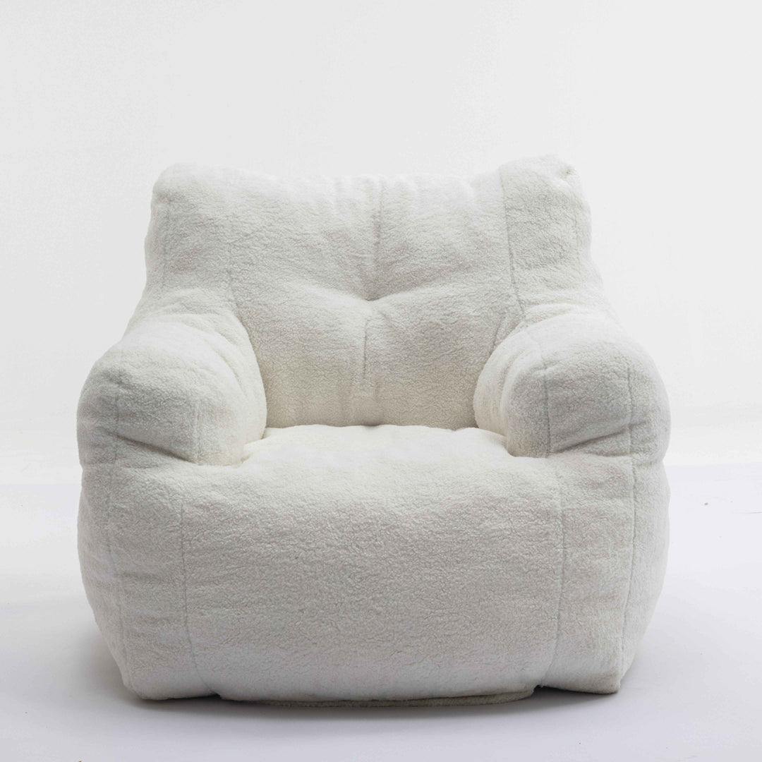 Lazy sofa teddy ivory white, memory foam, bean bag 100x94x70cm