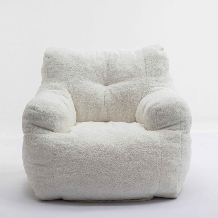 Lazy sofa teddy ivory white, memory foam, bean bag 100x94x70cm