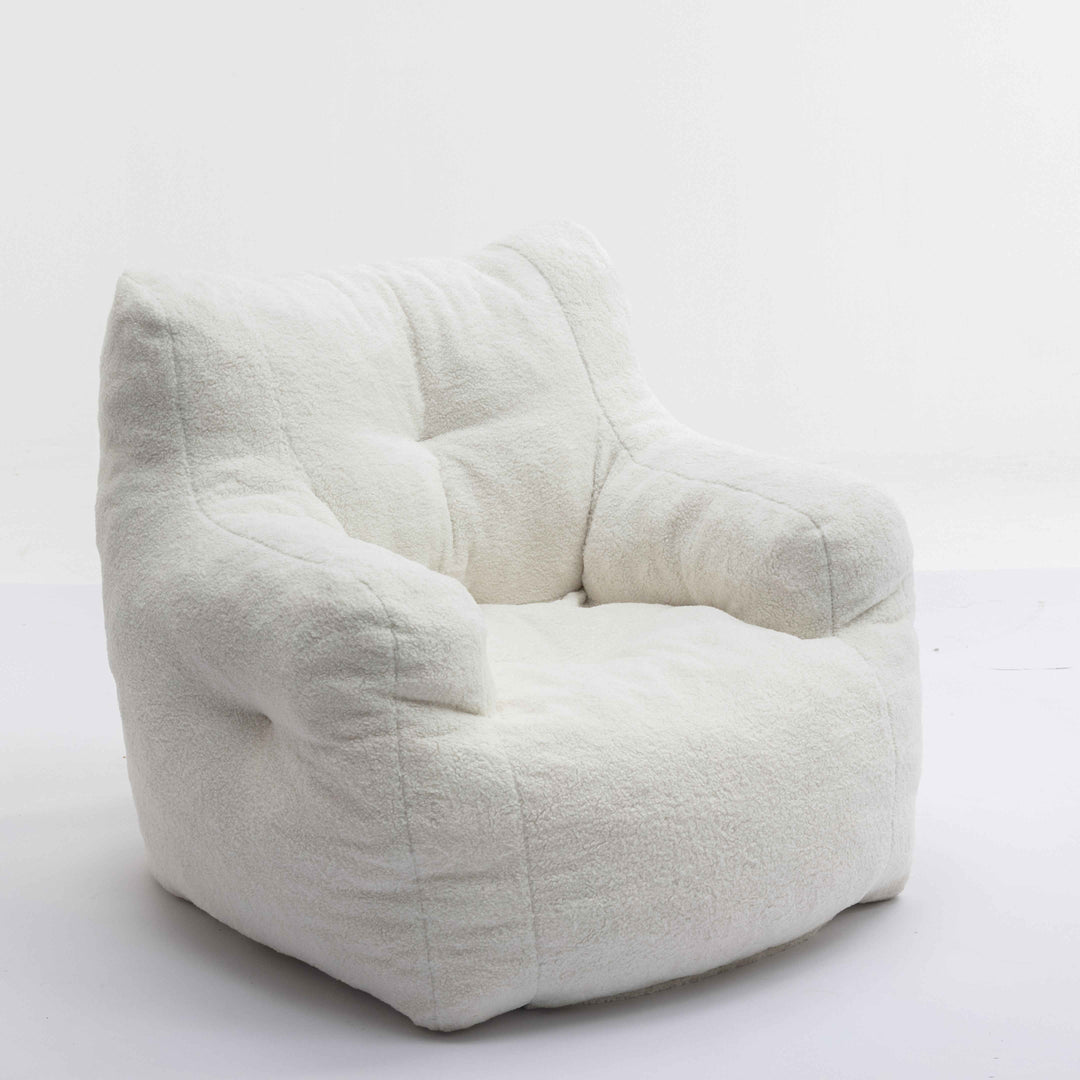 Lazy sofa teddy ivory white, memory foam, bean bag 100x94x70cm