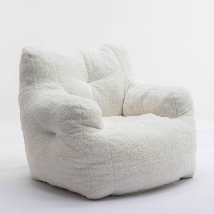 Lazy sofa teddy ivory white, memory foam, bean bag 100x94x70cm
