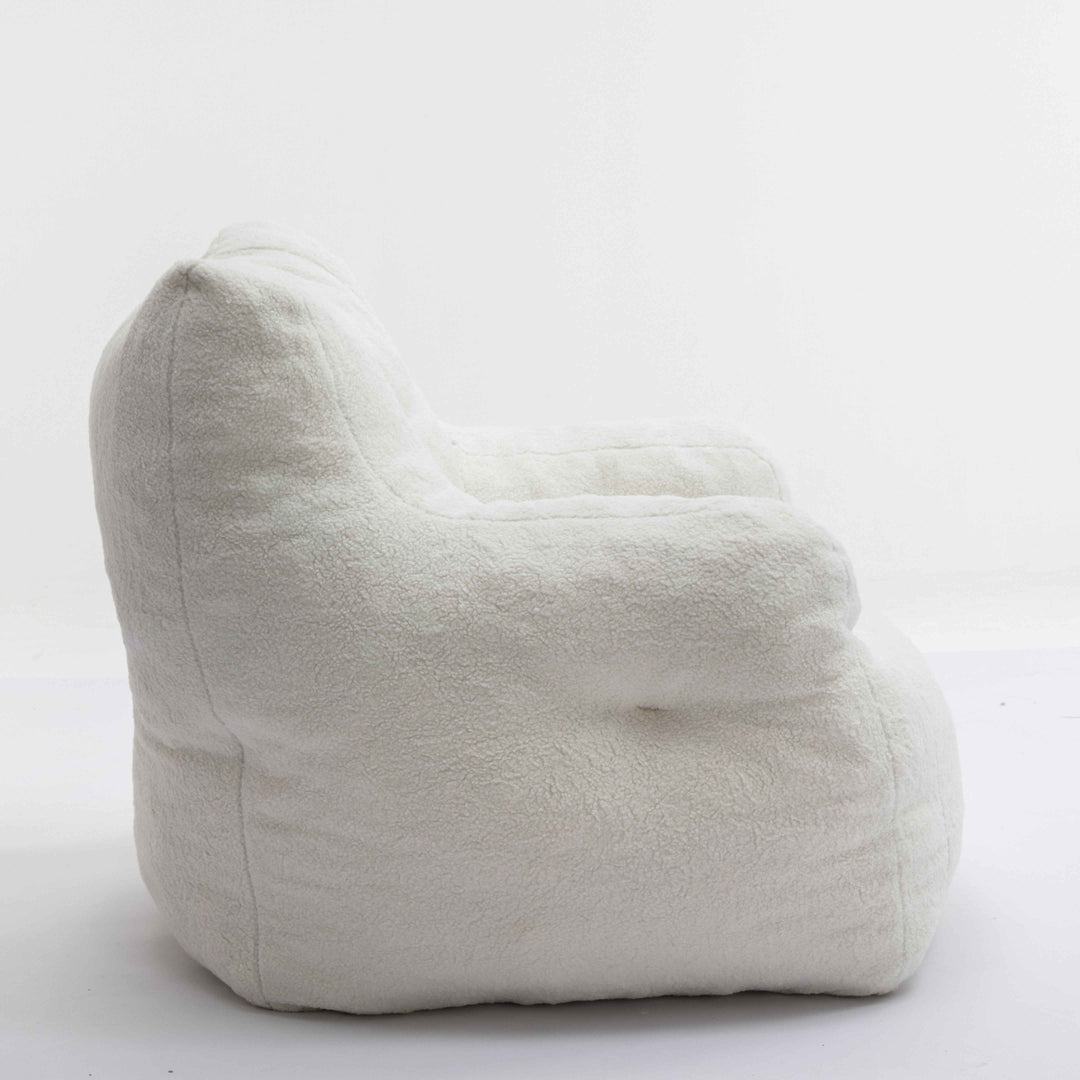 Lazy sofa teddy ivory white, memory foam, bean bag 100x94x70cm