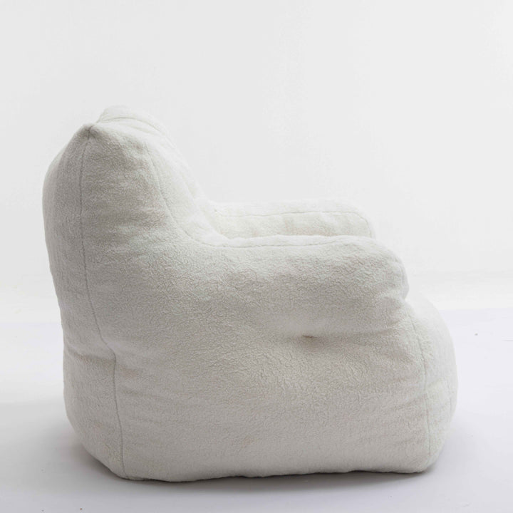 Lazy sofa teddy ivory white, memory foam, bean bag 100x94x70cm