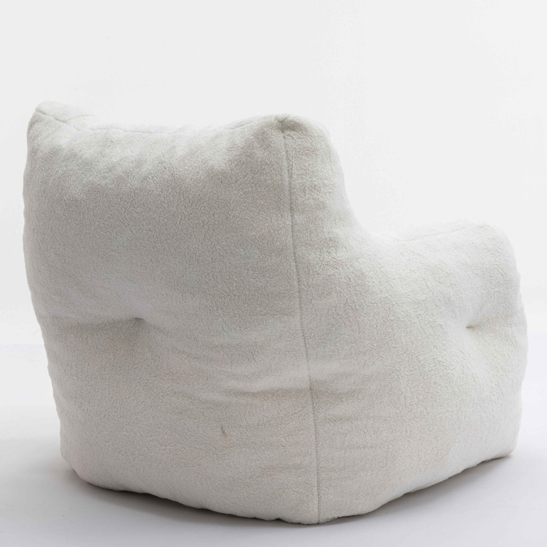 Lazy sofa teddy ivory white, memory foam, bean bag 100x94x70cm