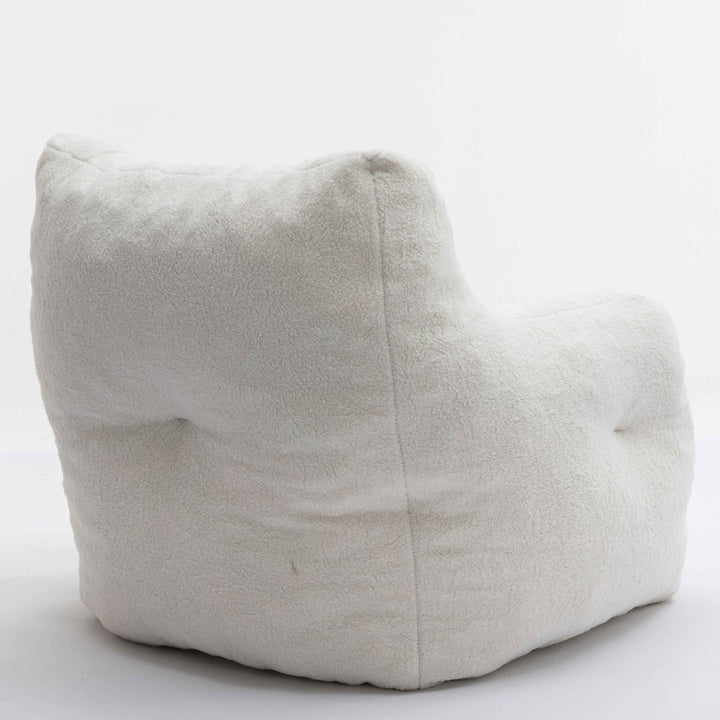Lazy sofa teddy ivory white, memory foam, bean bag 100x94x70cm
