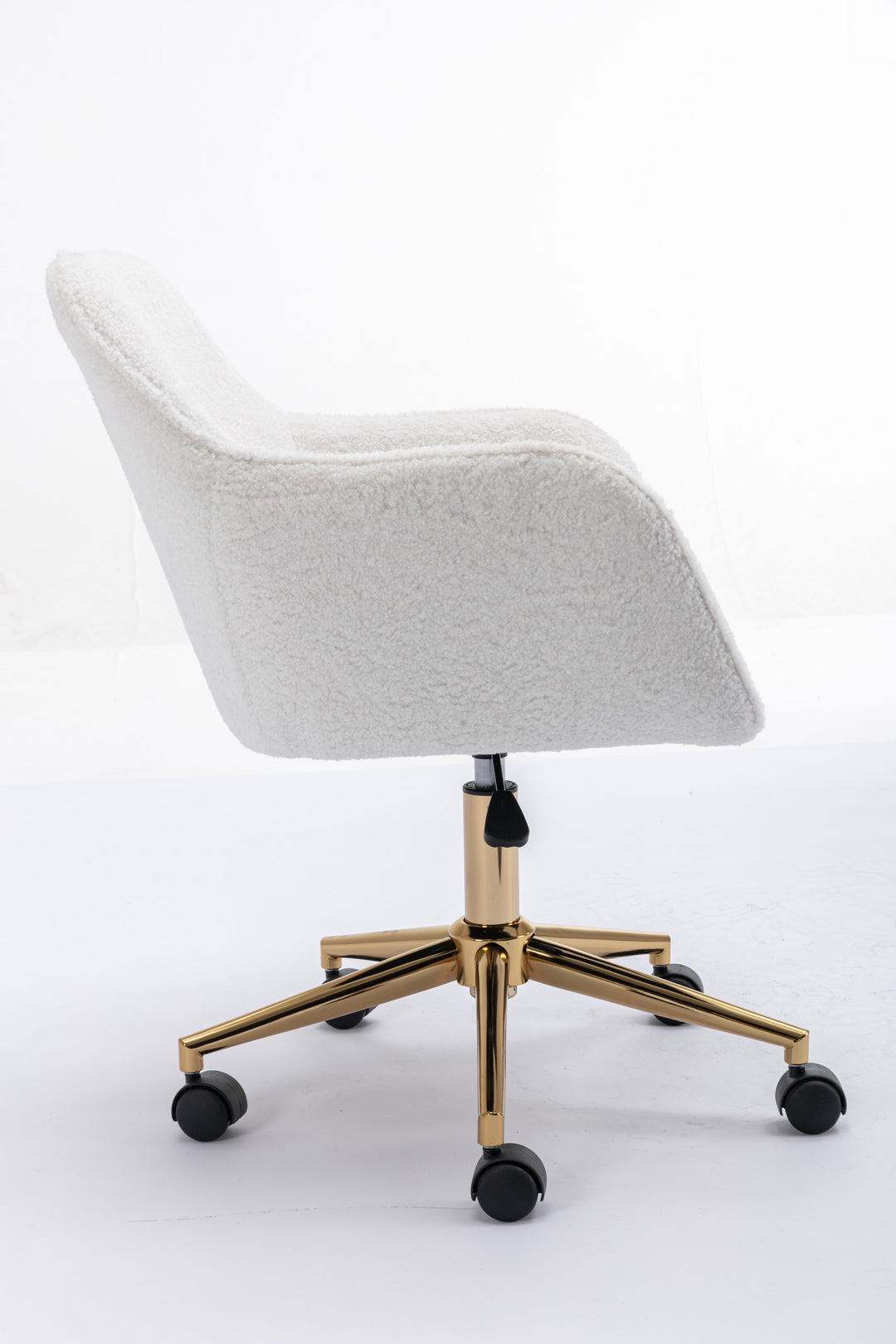 Teddy fabric white swivel office chair golden accents PUMICEGULCH