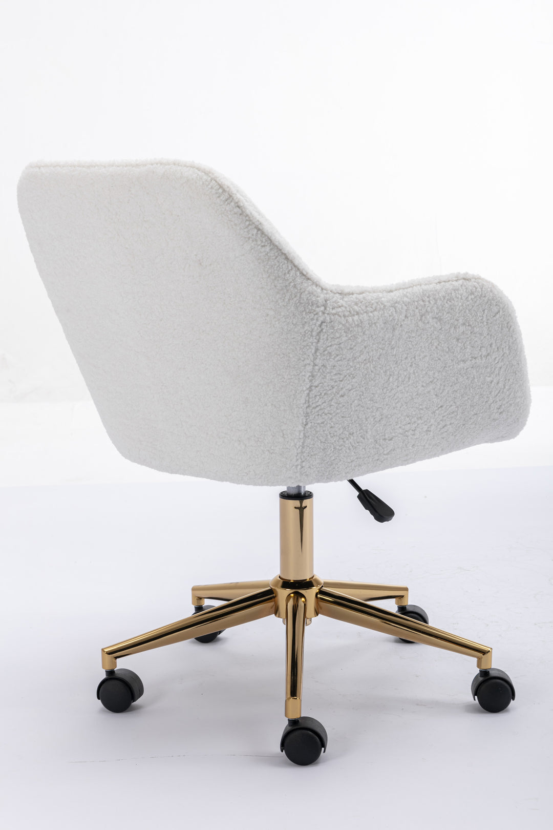 Teddy fabric white swivel office chair golden accents PUMICEGULCH