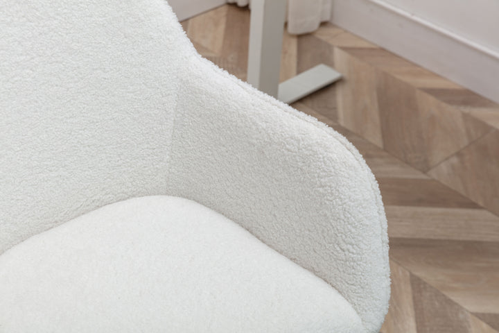 Teddy fabric white swivel office chair golden accents PUMICEGULCH