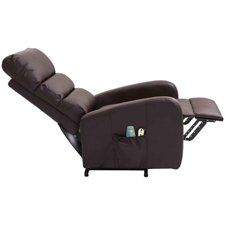 00+Power Massage Lift Recliner Chair for Elderly, Brown PU Leather, Heat & Vibration, for Living Room NOVAXYTE