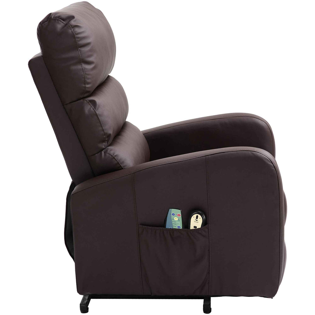 00+Power Massage Lift Recliner Chair for Elderly, Brown PU Leather, Heat & Vibration, for Living Room NOVAXYTE