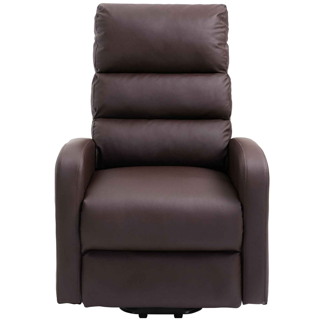 00+Power Massage Lift Recliner Chair for Elderly, Brown PU Leather, Heat & Vibration, for Living Room NOVAXYTE
