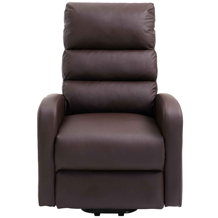 00+Power Massage Lift Recliner Chair for Elderly, Brown PU Leather, Heat & Vibration, for Living Room NOVAXYTE