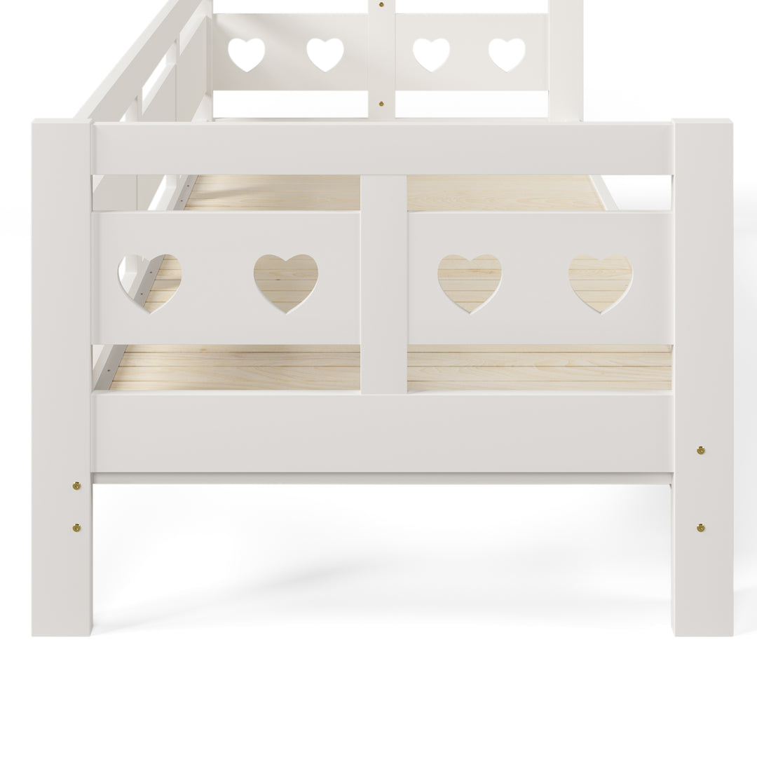 White wooden single extensible daybed with pull-out trundle 90x190cm PLUMULE UK