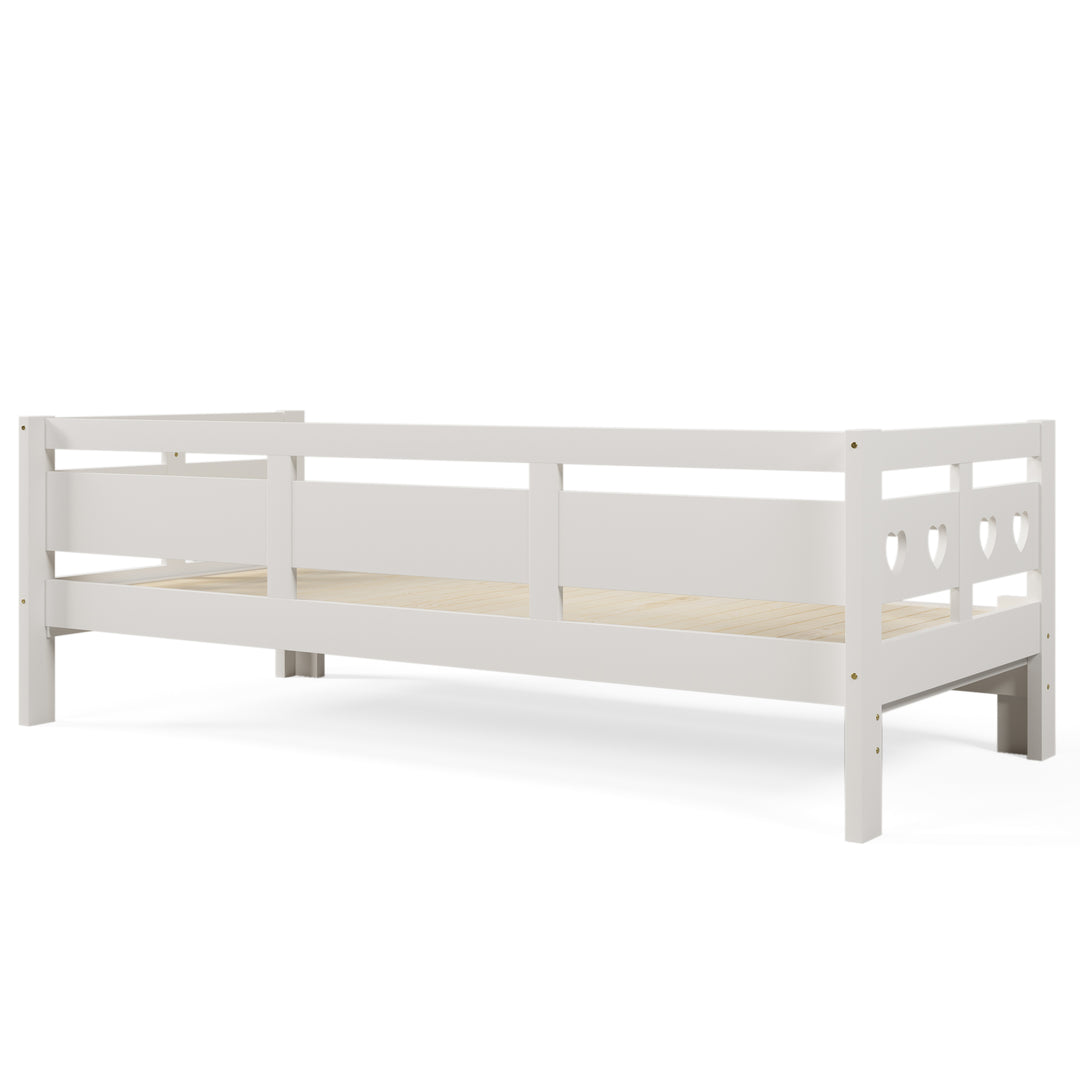 White wooden single extensible daybed with pull-out trundle 90x190cm PLUMULE UK