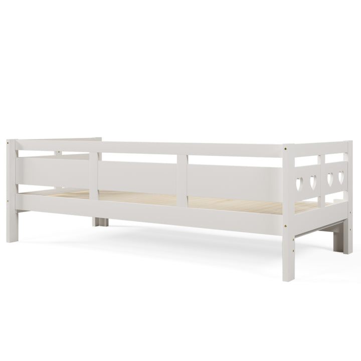 White wooden single extensible daybed with pull-out trundle 90x190cm PLUMULE UK