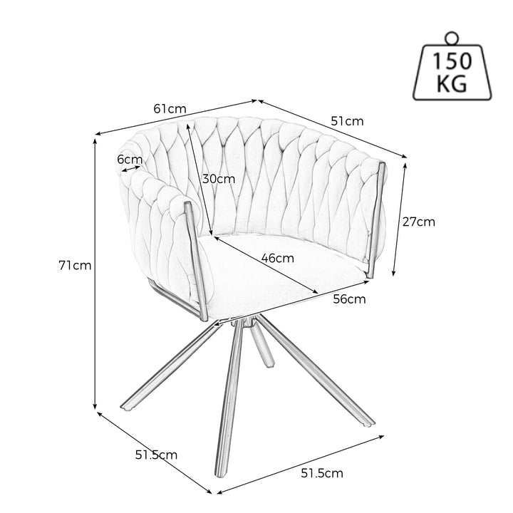 Elegant velvet beige swivel dining chair with black metal base FILAMENT