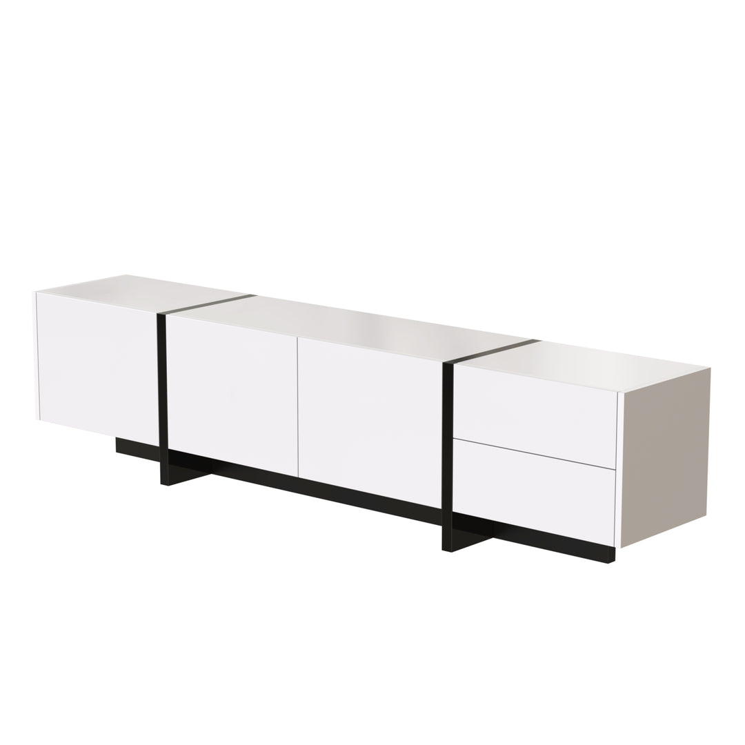 White high-gloss TV cabinet 3 doors 2 drawers VRODAELL UK
