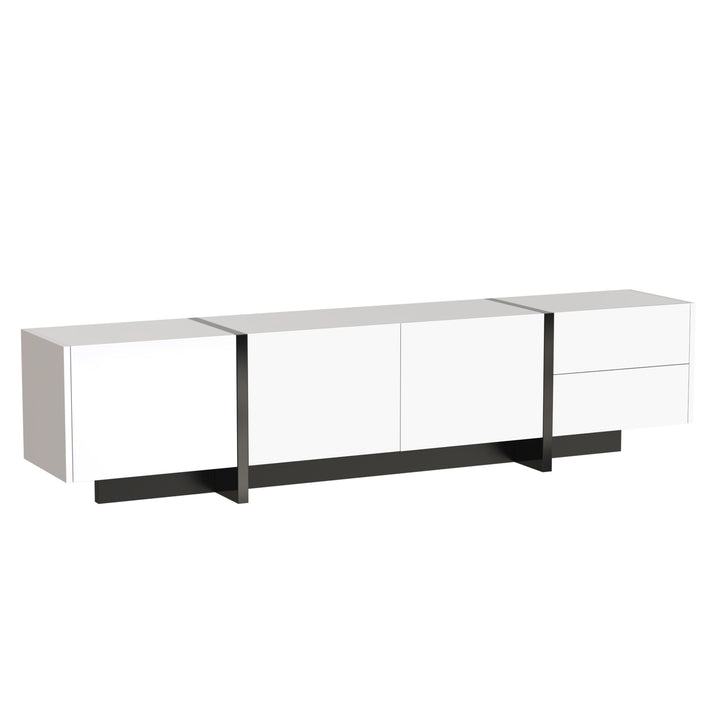 White high-gloss TV cabinet 3 doors 2 drawers VRODAELL UK