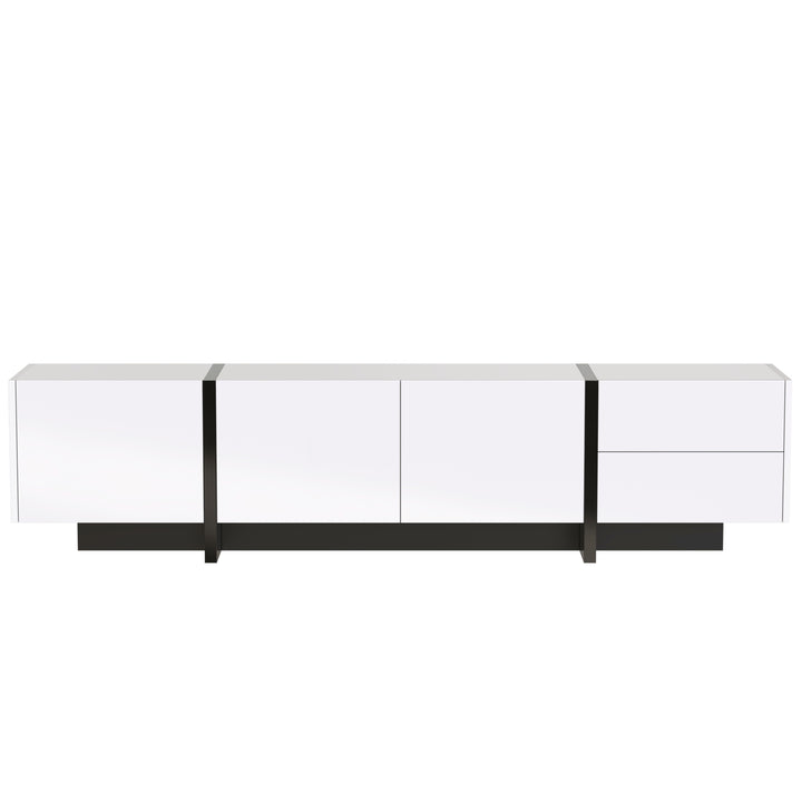 White high-gloss TV cabinet 3 doors 2 drawers VRODAELL UK