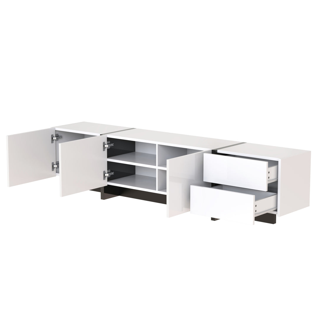White high-gloss TV cabinet 3 doors 2 drawers VRODAELL UK