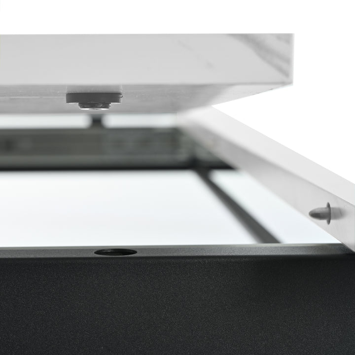 White extendable faux marble dining table with black metal leg 140-180cm FERNHAVEN UK