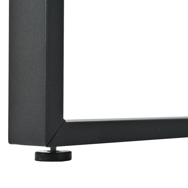 White extendable faux marble dining table with black metal leg 140-180cm FERNHAVEN UK